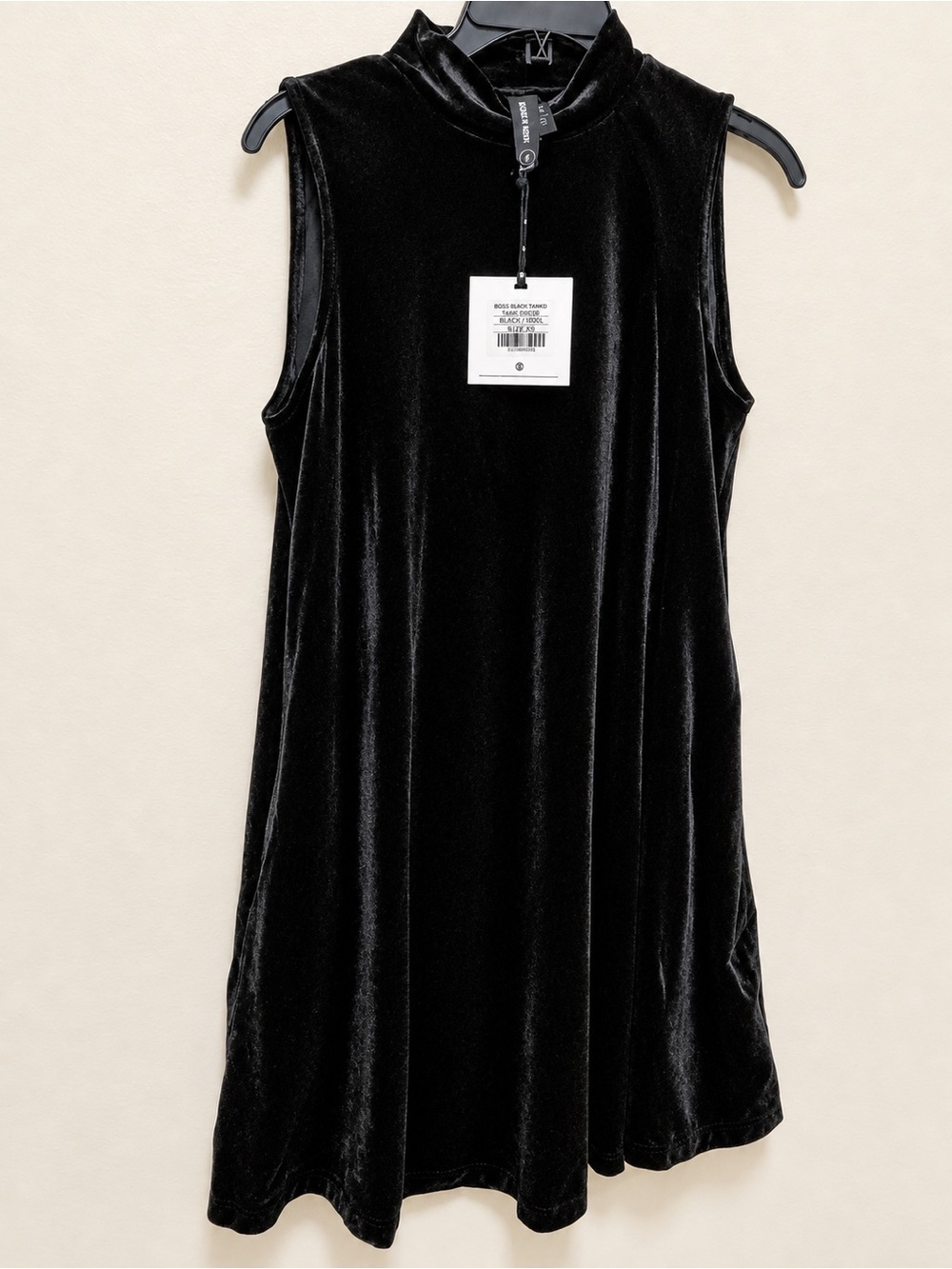 Agnes & Dora Sleeveless Velvet Mock Neck Dress - Black